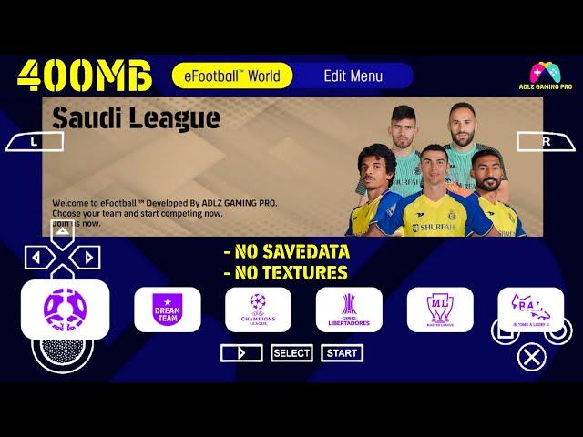 eFootball 2023 PPSSPP ISO 400MB | PES 2023 PSP ISO (No SaveData & No Textures) Graphics 4k BY ADLZ