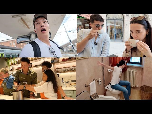 We Missed Our Train For The Wedding | Testing Italian Toilet | Cooking Class In ROME! Wedding Dinner