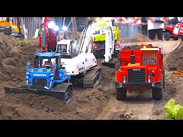 Road Construction Site RC Trucks Excavators Caterpillar Wheel Loader Digger Hobbymesse Leipzig 2024