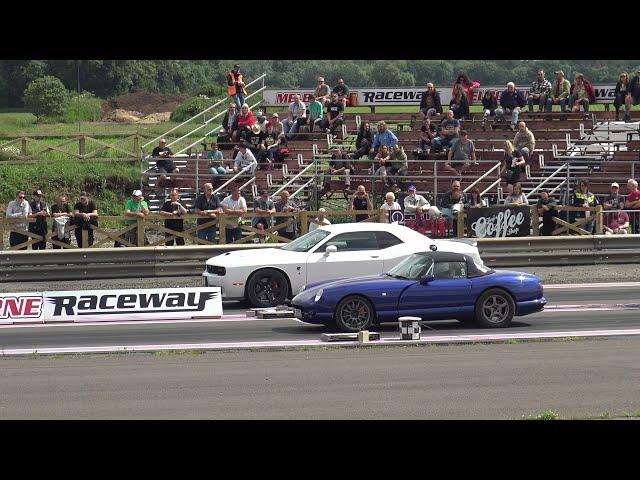 Dodge Challenger SRT Hellcat vs TVR Chimaera Drag Race | American Muscle vs British Sportscar