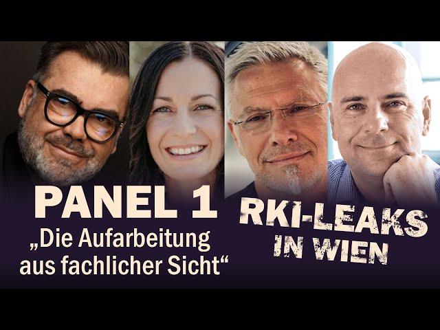 Tom Lausen, Maria Hubmer-Mogg, Martin Haditsch & R. Jesionek bei RKI-Leaks in Wien (Panel 1 Teaser)