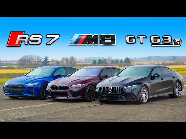 New RS7 Performance v BMW M8 v AMG GT63: DRAG RACE