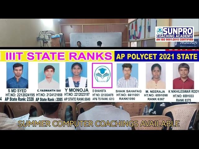 Sunpro Coaching Academy Kadiri, Polycet, IIIT RGUKT, APRJC,RDTCET, EAMCET, NEET JEE Coaching.