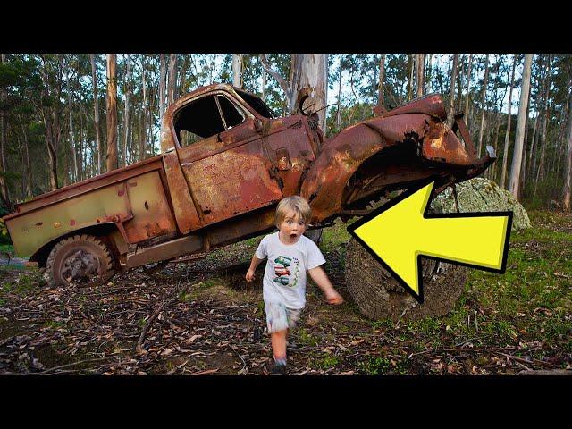 6-Year-Old BOY Finds an Old Truck Hidden in the Woods. When He Looks Inside He Starts Crying