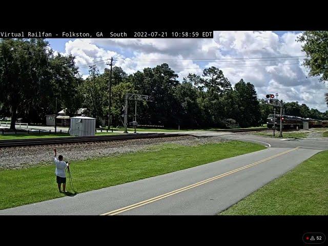 CSX 1, 2, and 3 pass Folkston GA with a railfanner