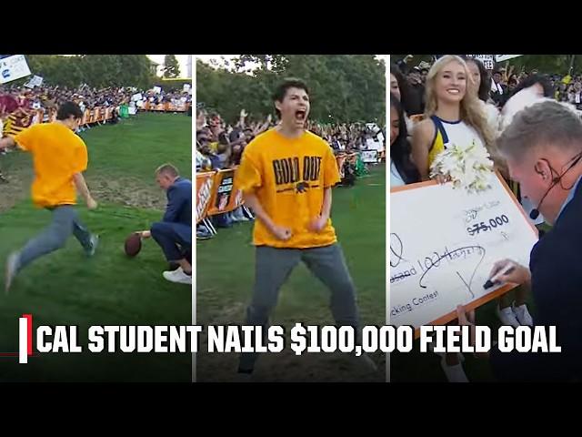 California Golden Bears student NAILS FIELD GOAL for $100,000 on College Gameday 