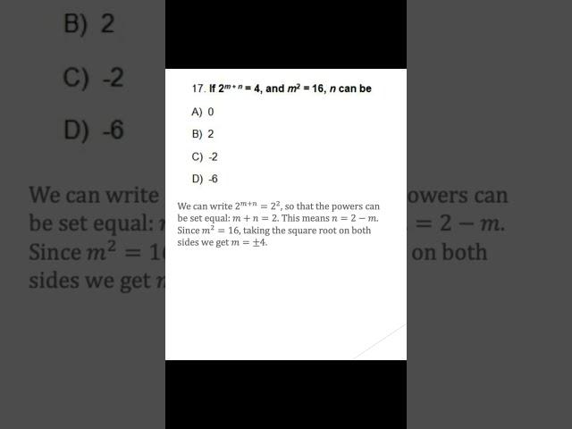 SAT Math EXPONENT problem #shorts