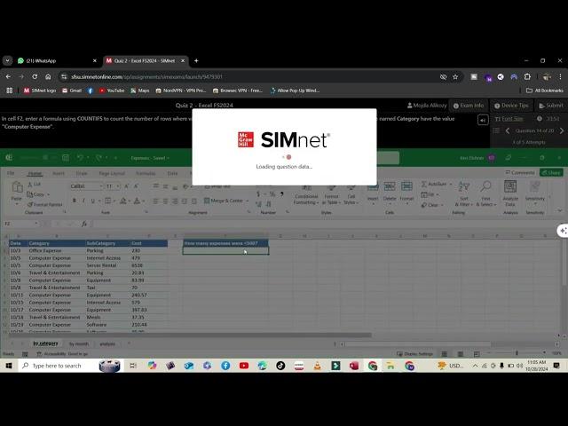 Quiz 2 Excel FS2024 | SImnet Excel Ch 2 Quiz | SIMNET Exam | PART 3