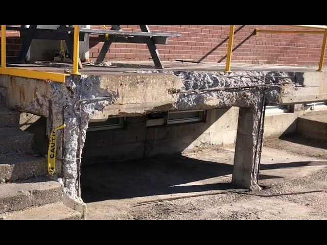 Completely restoring a destroyed concrete loading dock, using TF Structural Concrete Repair.