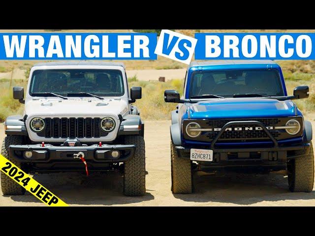 2024 Jeep Wrangler vs. Ford Bronco Comparison Test | Off-Road Capability, Interior Overview & More!