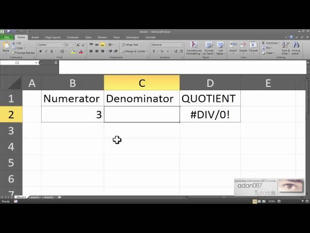 Excel obtain the quotient of number