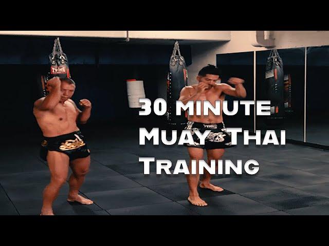 Muay Thai Training with Ajahn Suchart - 30 Minute workout, technique and stretching