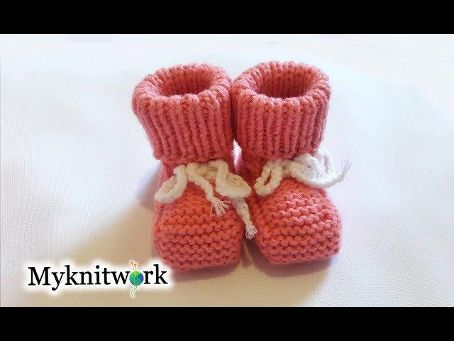 BEDETS WITHOUT SEWING. Booties with knitting needles for the newborn.