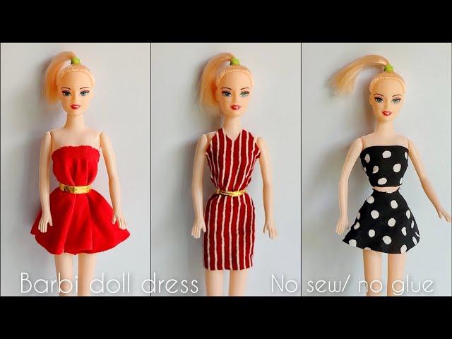 3 Barbie Doll Dress Making || How to Make No Sew No Glue Doll Dresses || DIY Barbie Doll Clothes