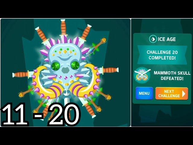 Knife Hit Ice Age Challenge 11 to 20 Bosses (MAMMOTH SKULL Boss) || Knife Hit ||