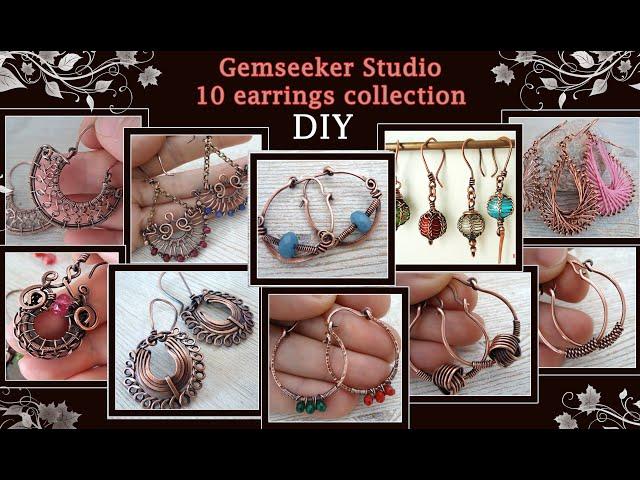 10 simple ideas of wire wrapped copper earrings. DIY.