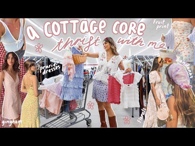 THRIFT WITH ME for a COTTAGE CORE WARDROBE + HOME  *im obsessed!*