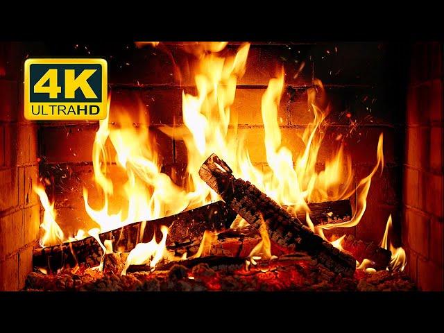  Cozy Fireplace 4K (12 HOURS). Fireplace with Crackling Fire Sounds. Crackling Fireplace 4K