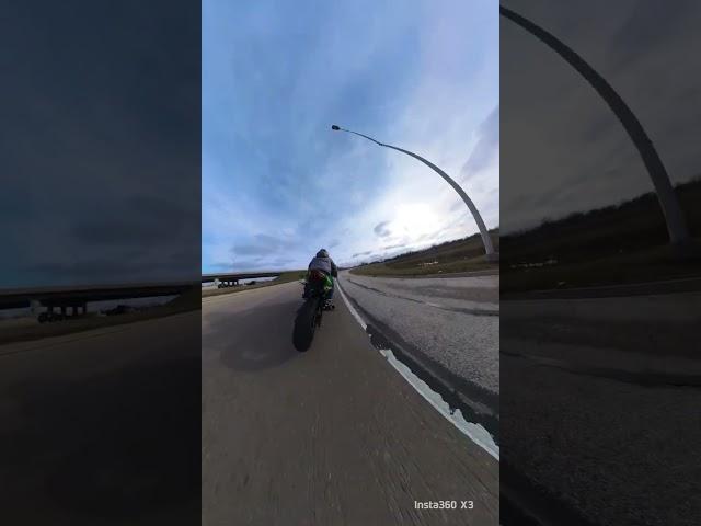 Practicing corners on the highway Ninja 400