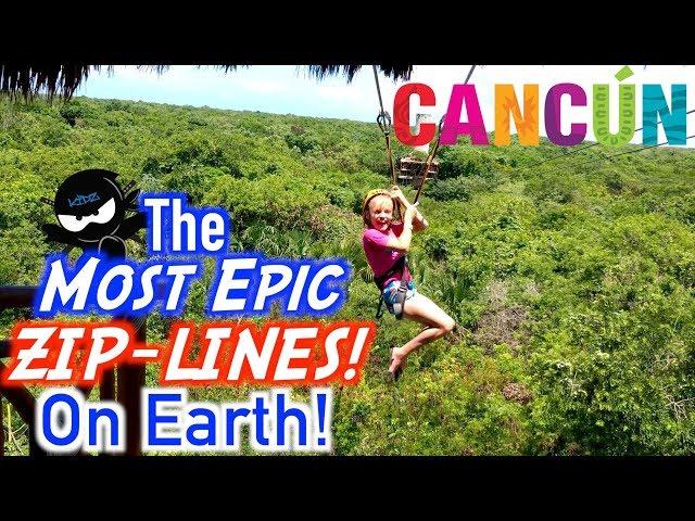 Most EPIC Zip-Lines on Earth! Ninja Kids in Cancun