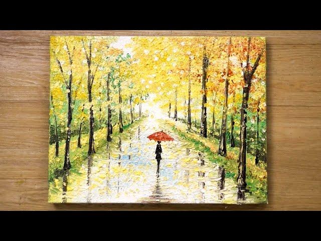 Red Umbrella /  Acrylic Painting Technique #434