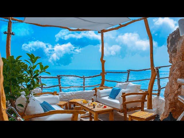 Seaside Cafe Ambience - Bossa Nova Music, Smooth Jazz BGM, Brunch Time, Ocean Wave Sound for relax