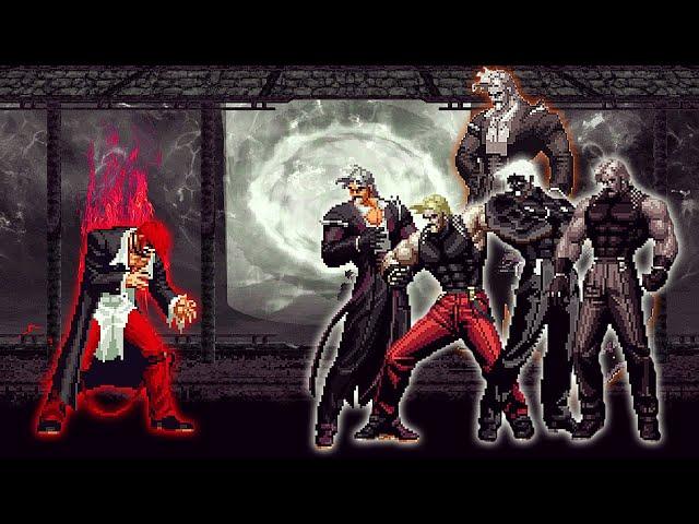 [KOF Mugen] Orochi Iori Yagami AD LV 5 Vs Ultimate Bosses Rugal Team