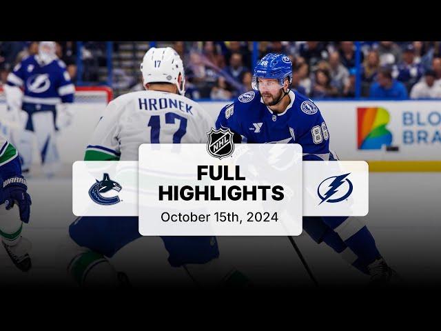 Canucks at Lightning | October 15, 2024 | NHL Full Game Highlights