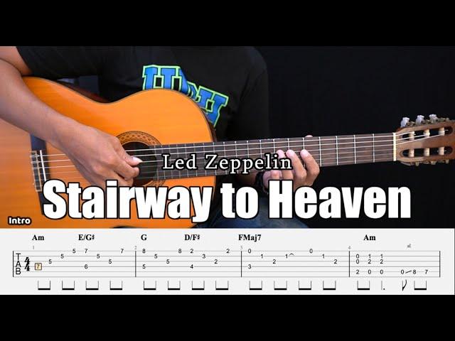 Stairway to Heaven - Led Zeppelin - Fingerstyle Guitar Tutorial + TAB & Lyrics