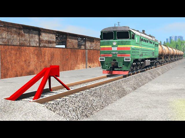 Trains vs End Stop – BeamNG.Drive