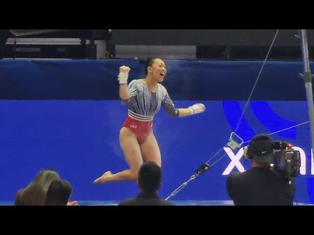 Suni LEE - STANDING Ovation after 14,875 Uneven Bars Routine -  2024 Olympic Trials Day 2