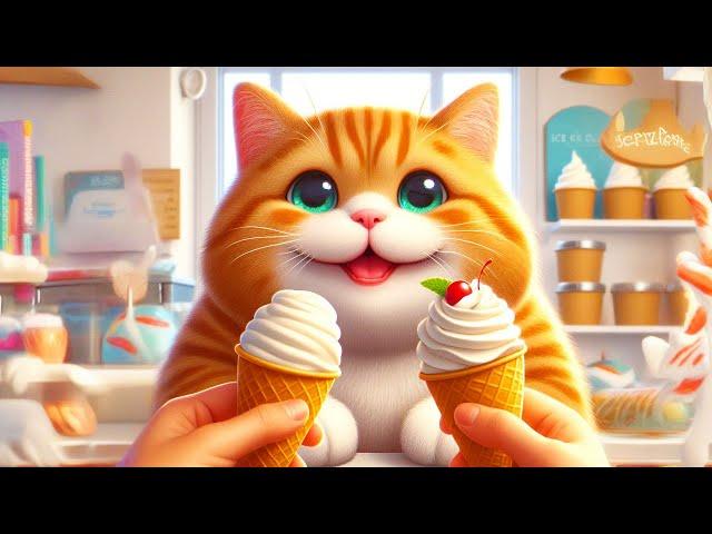 CAT AND ICE CREAM AI COVER #CUTE #CATE #AI @WORLDTECHWINDOW