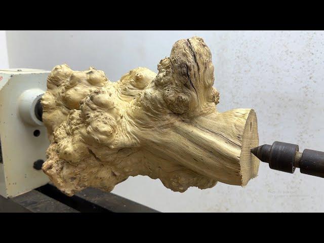 Craft Woodturning Products - Special Creative With Purple Plum Epoxy And Weird Burl On Lathe