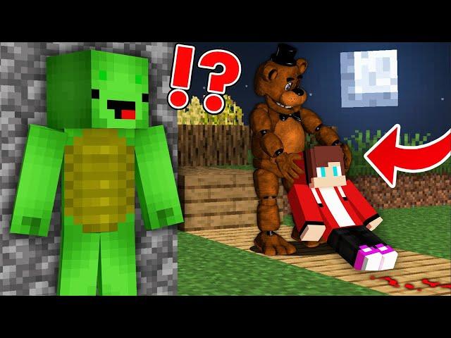 JJ and Mikey Got TRAPPED by Freddy Fazbear in Minecraft Maizen Challemge