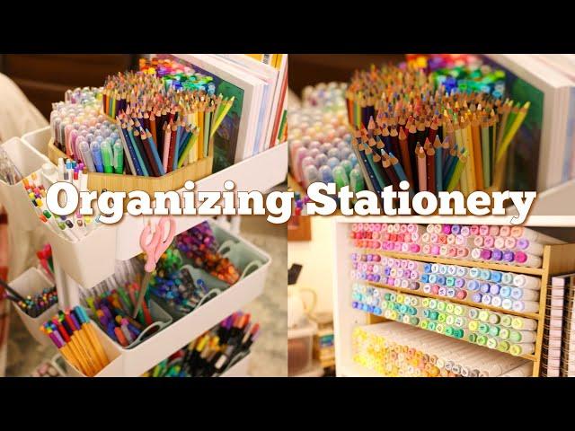 Organizing Stationery: unboxing ohuhu 104 set, book to art cart transformation, tiktok art supplies