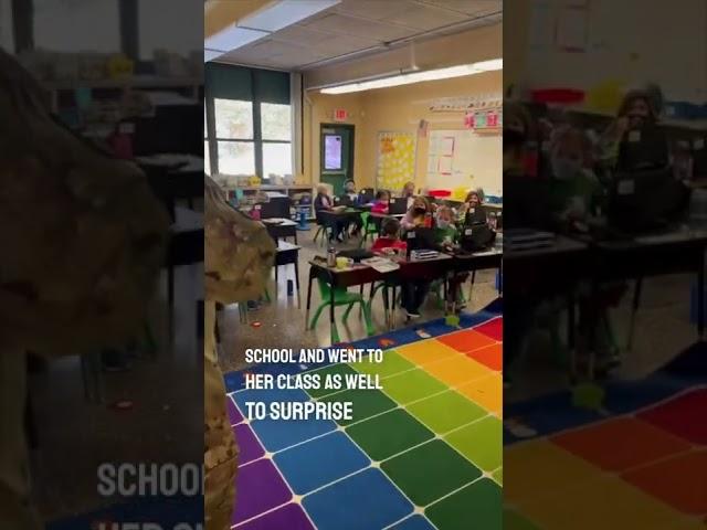 He came home from the military to surprise his daughters at school ️