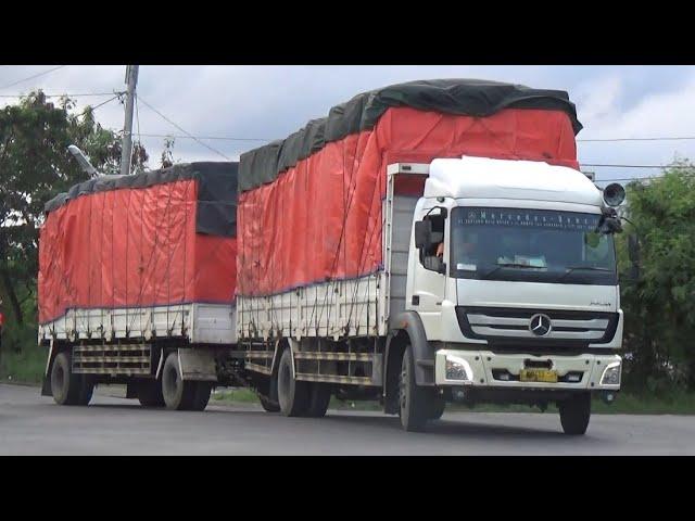 LANGKA!!! ADA TRUK GANDENG MERCEDES BENZ AXOR, TRUK GANDENG SUPER PANJANG HINO 500 ISUZU BORNEO FUSO