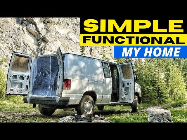 SIMPLE No Build Van Conversion Tour | Tiny House on Wheels | Ford Econoline E150 E250 | #vanlife