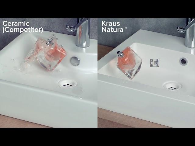 Kraus Natura Solid-Surface Bathroom Sink vs Competitor Ceramic Impact Test #2