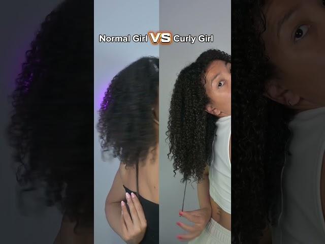 Curly Girls Vs Normal Girls #naturalcurlyhair #curlynatural #naturalcurlyhair #hair #lengthcheck