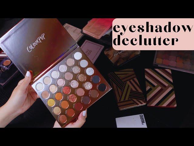 EYESHADOW DECLUTTER  my collection + GETTING RID OF BRAND NEW PALETTES