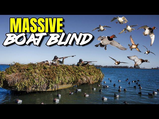 7 SPECIES FROM A MASSIVE BOAT BLIND!! (DIVER DUCK HUNTING BIG WATER)