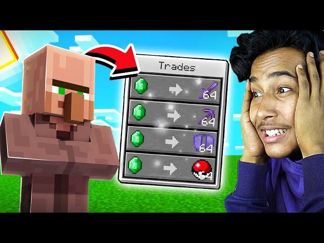 Minecraft but VILLAGERS TRADE OP ENCHANTED ITEMS || Narin The Gamer