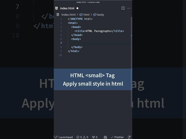 Text Formatting Tags in HTML, small Tag for Small Style | HTML CSS Tutorial for Beginners #html