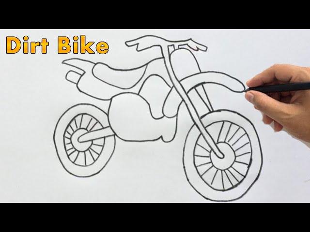 How to Draw a Dirt Bike Drawing Easy Outline | Motocross Bike Sketch Step by Step