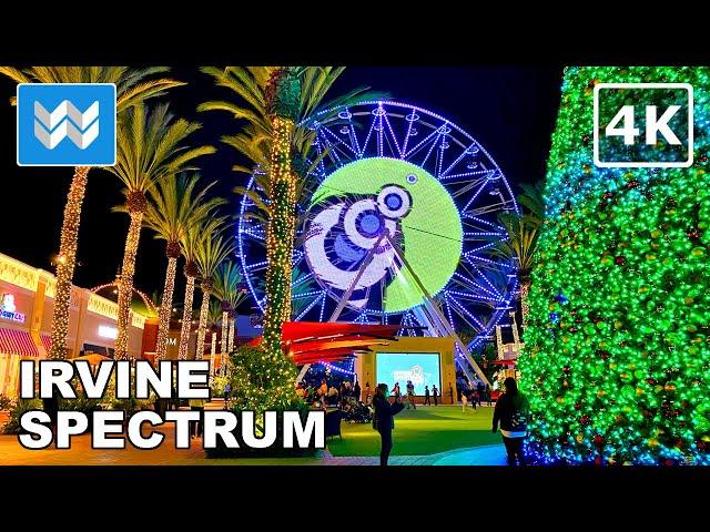 [4K]  Irvine Spectrum, California USA - Christmas Walking Tour  Binaural Sound