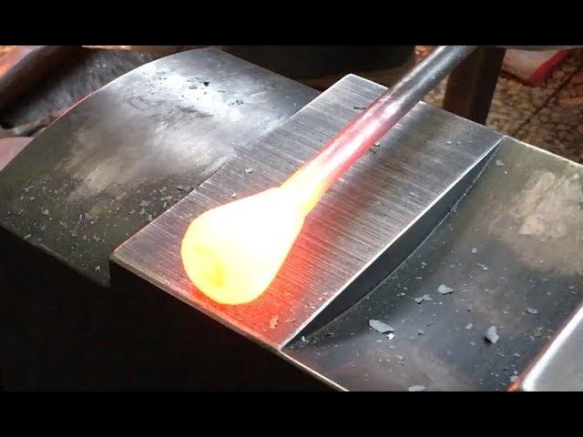 Forging mass on end of small rod (one method)