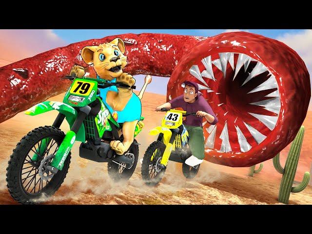 Escaping the SUPER WORM on DIRT BIKES... (Gmod Sandbox)