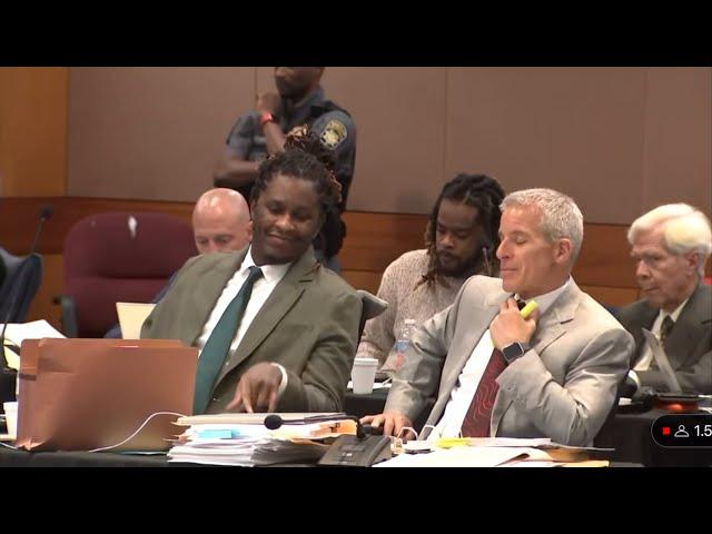 Young Thug laughing and singing his Song “Halftime” In Court Today