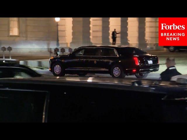 JUST IN: Trump's Motorcade Arrives At The Capitol For Address To Joint Session Of Congress